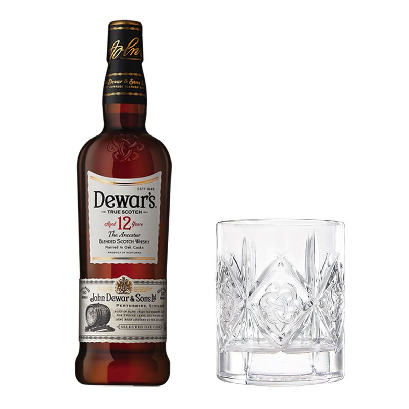 Dewar's 12 Year Old 750ml with Rock Glass