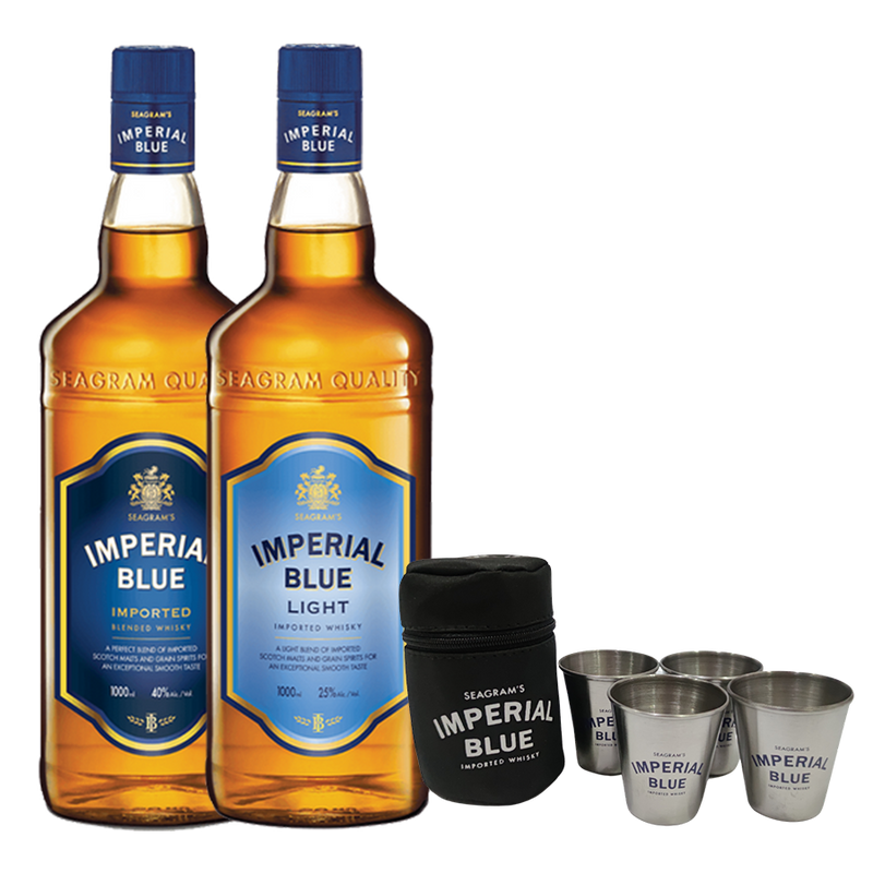 Imperial Blue Full Strength 1L and Imperial Blue Light 1L Bundle of 2 with Imperial Blue Tagay Cup Set