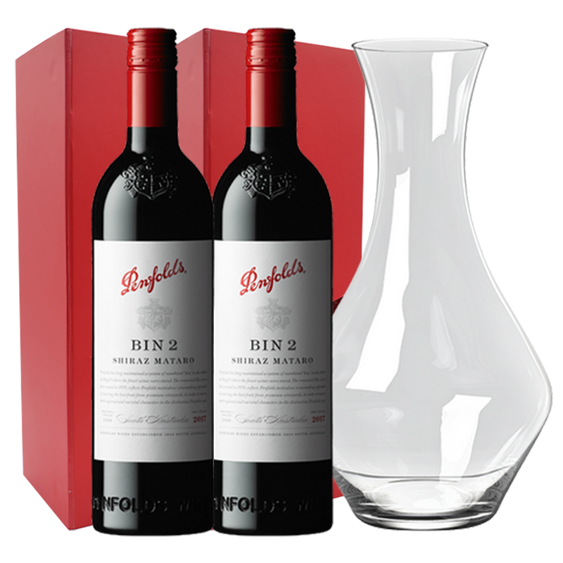 Penfolds Bin 2 750ml Bundle of 2 with Box and Riedel Decanter